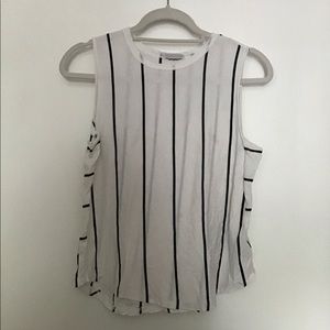 White and black striped Top
